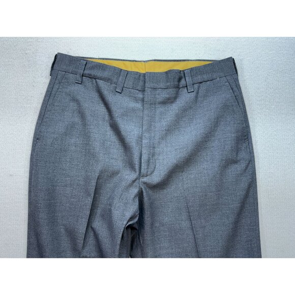 Farah Men’s Dress Pants Flat Front Stretch Size 34x26 Solid Blue Casua Pockets - Picture 6 of 12